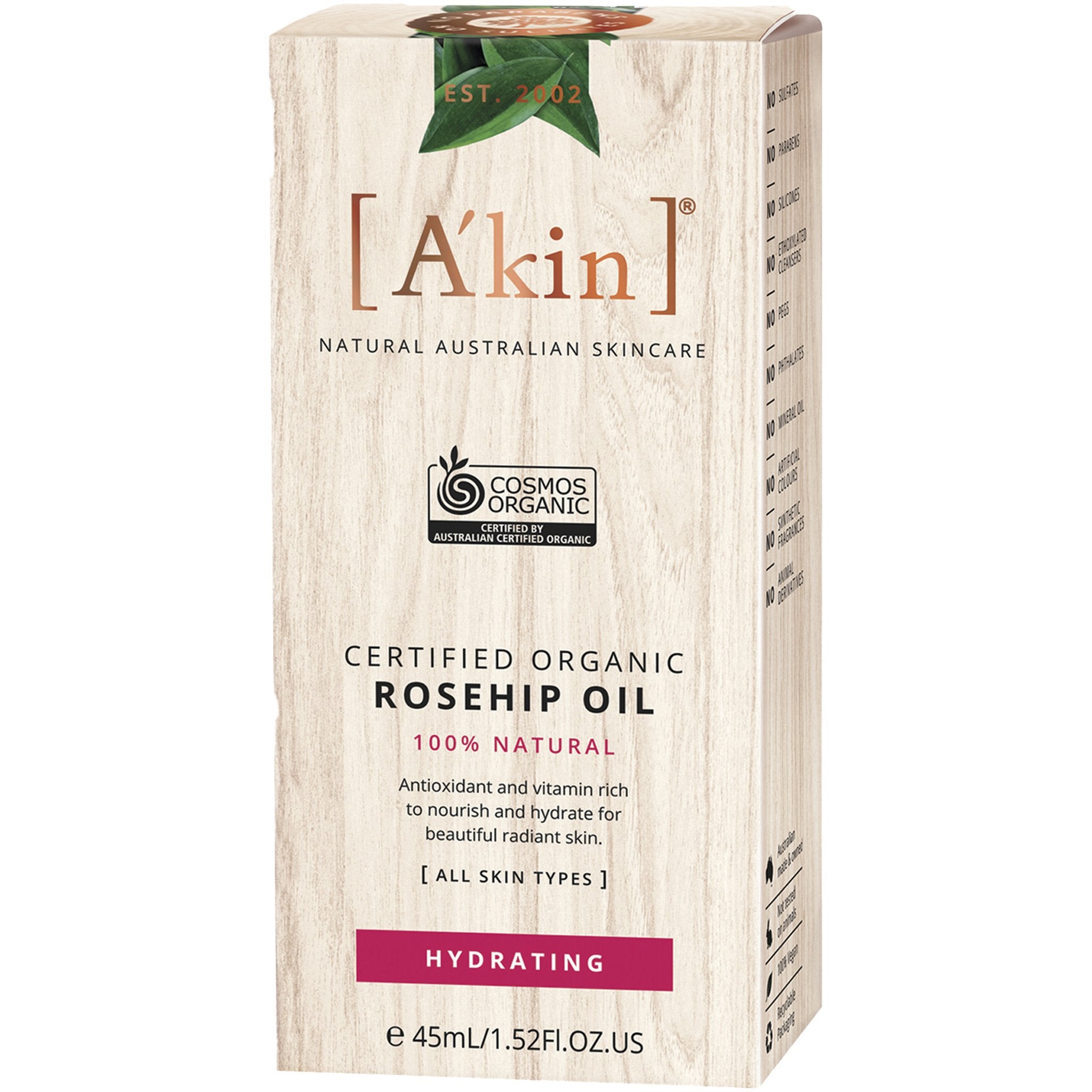 Certified Organic 100% Natural Rosehip Oil